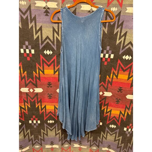 Beach by Exist Dress Blue White Cotton Embroidered Flowy Beach Resort Vacation - Picture 6 of 6